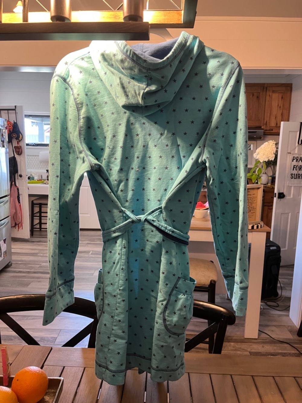Xhilaration Teal Hooded Sleepwear Robe with Navy Trim - Picture 5 of 5